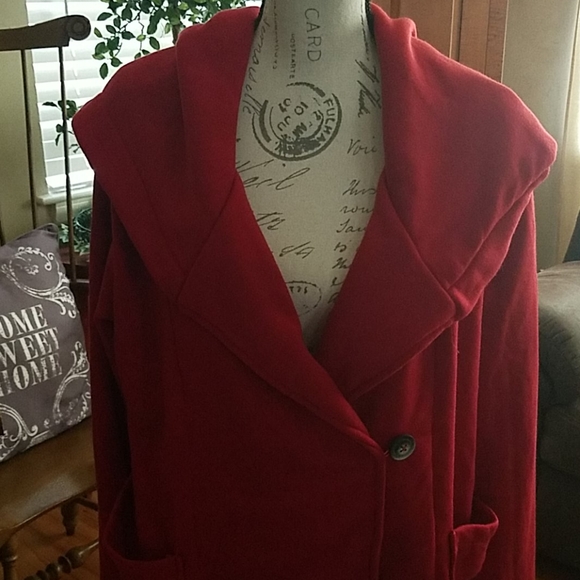Zavenue USA Oversized Jacket Cherry Red - Picture 2 of 8